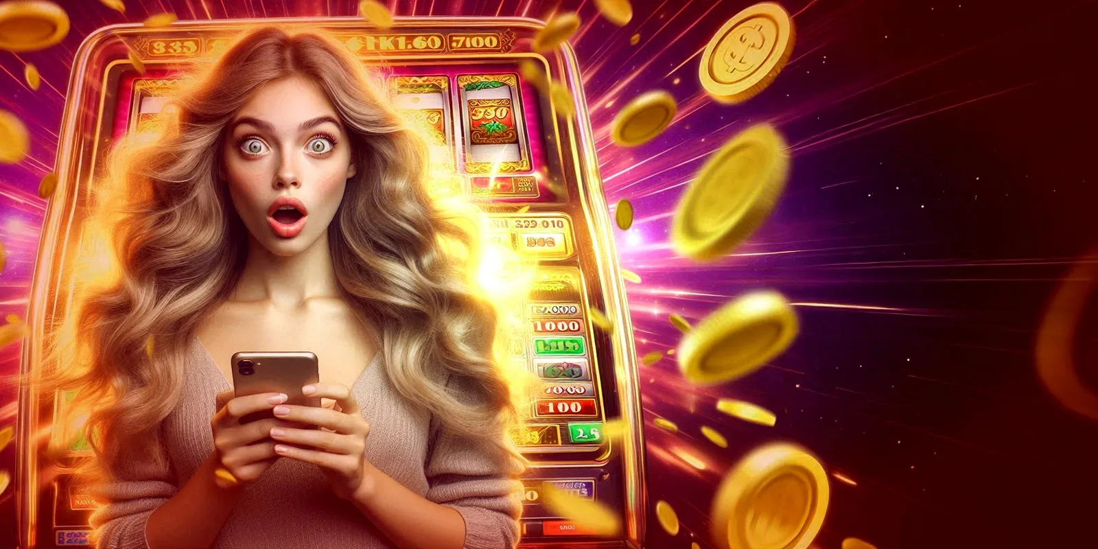 Glowing jackpot woman