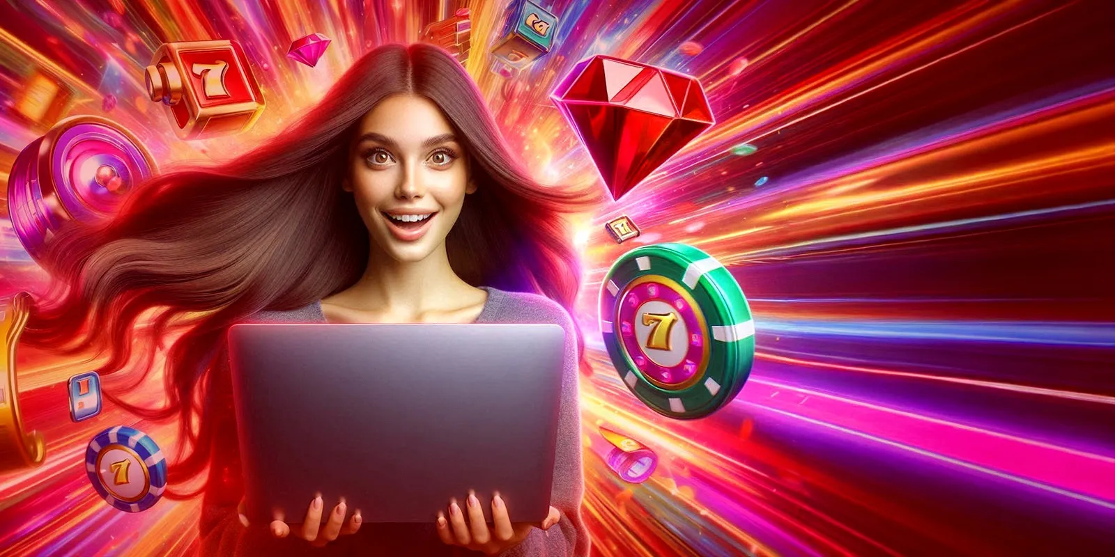 Casino laptop woman